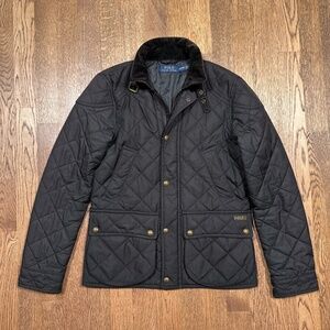 Polo Ralph Lauren Black Barn Jacket Nylon Quilted Hunting Utility Womens XS